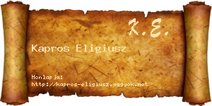 Kapros Eligiusz névjegykártya